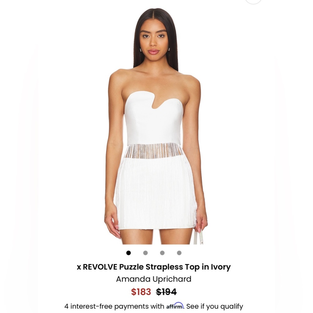 2 Piece Set: x REVOLVE Puzzle Strapless Top in Ivory + Babaton mini skirt